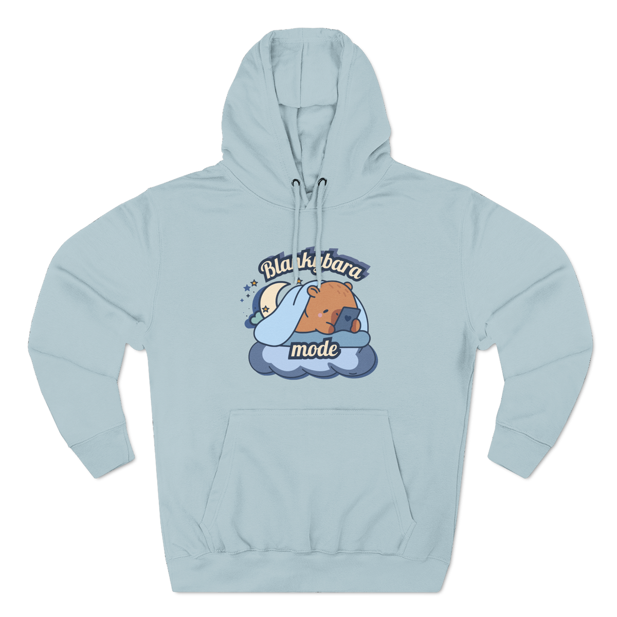 blankybara hoodie in misty blue – capybara hoodie by Capybaria